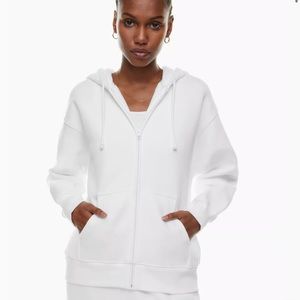 Aritzia Tna Cozy Cozy Fleece Boyfriend Zip Hoodie white Size xs